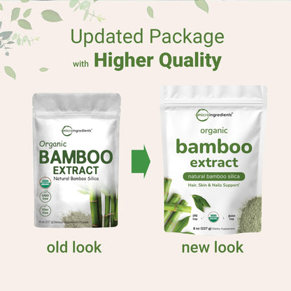 Micro Ingredients Organic Bamboo Extract Powder, 8oz (378 Servings) | Bamboo Plant Silica & Mineral Supplements | Natural Stem & Leaf Extract | Non-GMO, Gluten Free, Vegan Friendly - dailyvitalstore