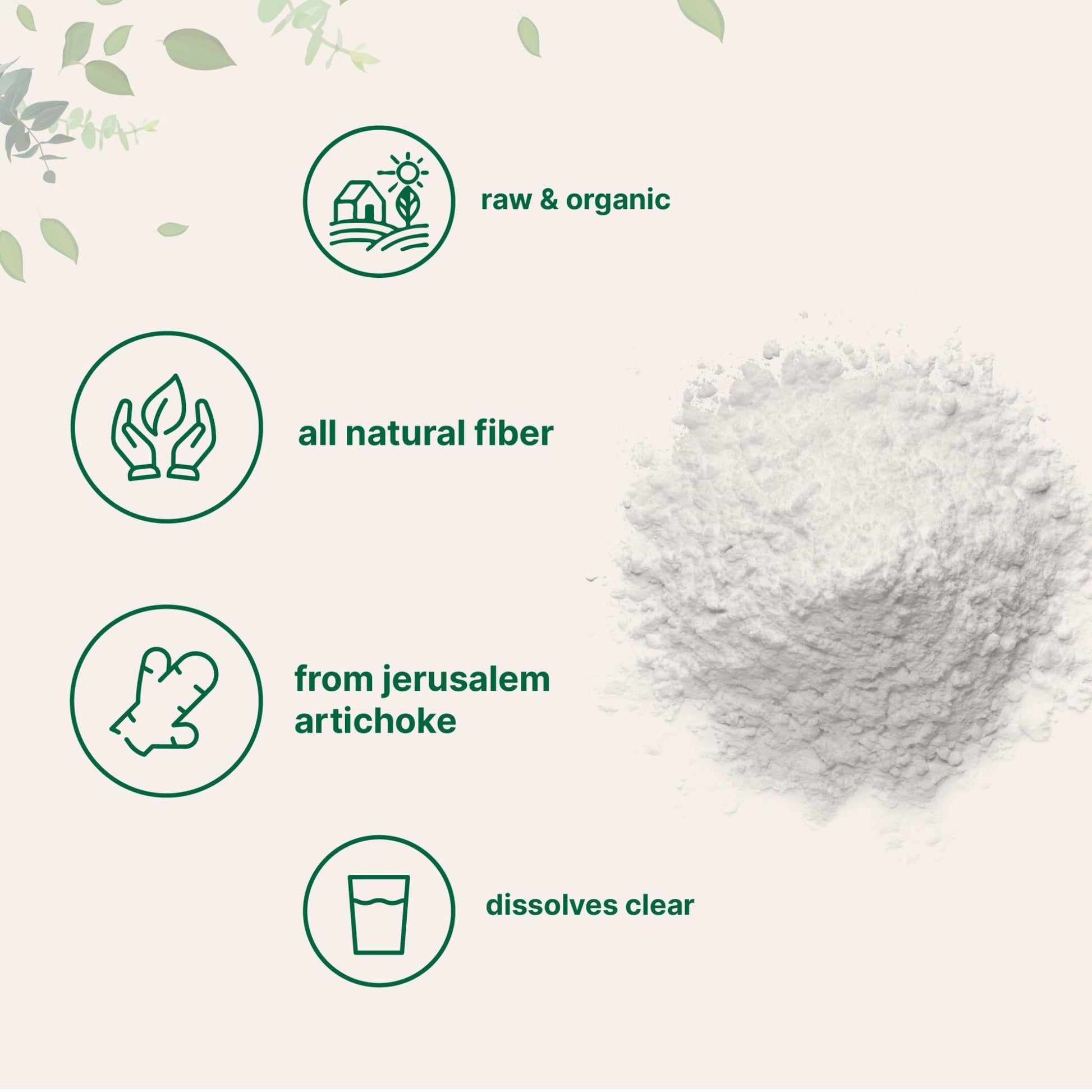 Micro Ingredients Organic Inulin FOS Fiber Powder, 2.2 lbs | Quick Water-Soluble Prebiotic | Natural Fiber for Smoothies & Drinks | Vegan Friendly, Dissolves Clear - dailyvitalstore