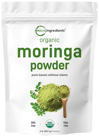 Micro Ingredients Organic Moringa Oleifera Leaf Powder, 2 Pound | Rich in Antioxidants & Immune Vitamins | Pure Leaves Without Stems | - dailyvitalstore