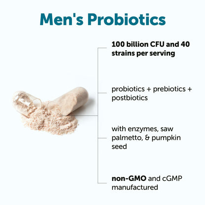 Micro Ingredients Probiotics for Men 100 Billion CFU, 40 Strains, 120 Vegetarian Capsules | Pre, Probiotics, Postbiotics & Enzymes | Pre, Probiotics, Enzymes, Saw Palmetto, Pumpkin Seed & Lycopene - dailyvitalstore