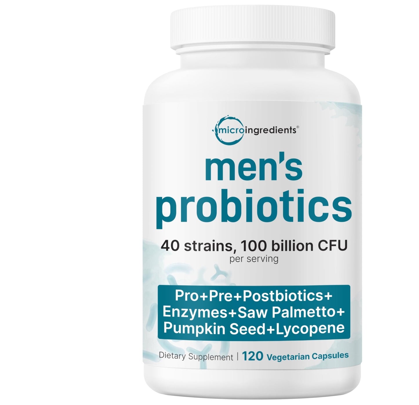 Micro Ingredients Probiotics for Men 100 Billion CFU, 40 Strains, 120 Vegetarian Capsules | Pre, Probiotics, Postbiotics & Enzymes | Pre, Probiotics, Enzymes, Saw Palmetto, Pumpkin Seed & Lycopene - dailyvitalstore