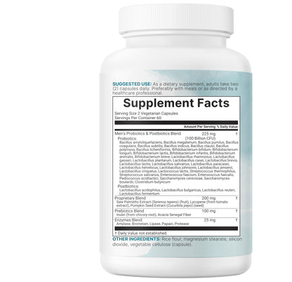 Micro Ingredients Probiotics for Men 100 Billion CFU, 40 Strains, 120 Vegetarian Capsules | Pre, Probiotics, Postbiotics & Enzymes | Pre, Probiotics, Enzymes, Saw Palmetto, Pumpkin Seed & Lycopene - dailyvitalstore