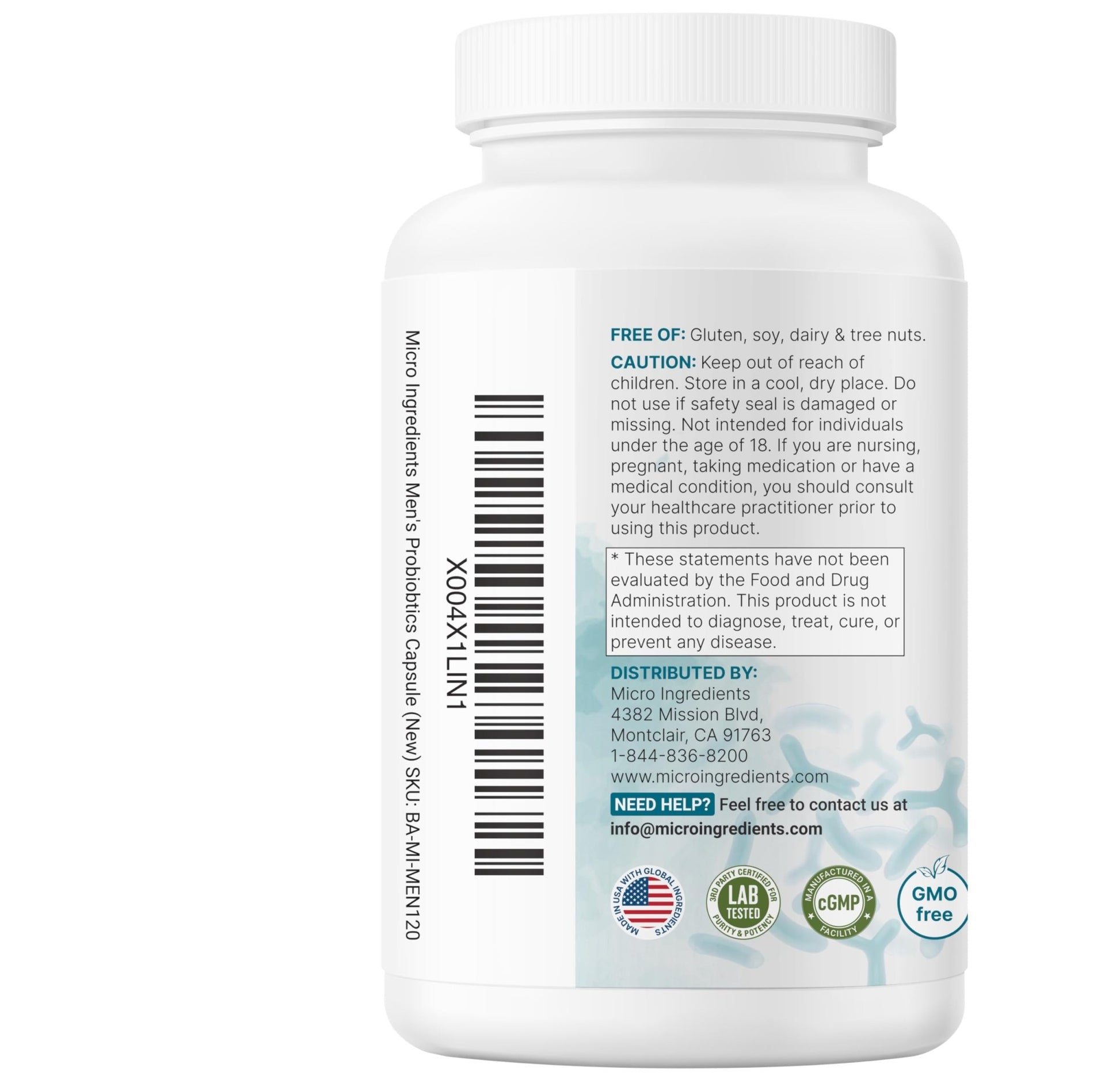 Micro Ingredients Probiotics for Men 100 Billion CFU, 40 Strains, 120 Vegetarian Capsules | Pre, Probiotics, Postbiotics & Enzymes | Pre, Probiotics, Enzymes, Saw Palmetto, Pumpkin Seed & Lycopene - dailyvitalstore