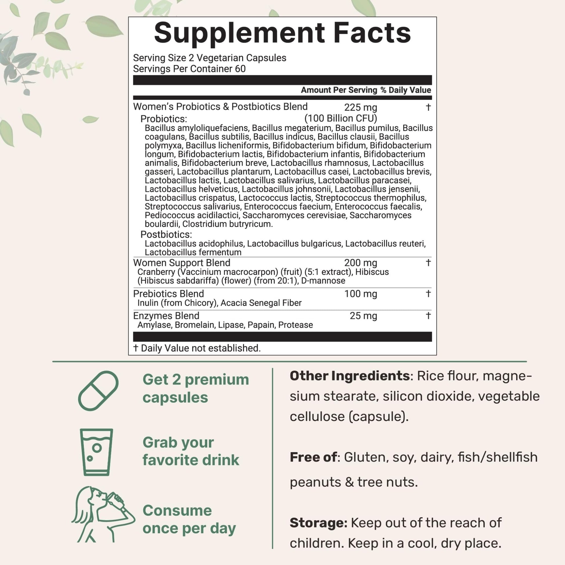Micro Ingredients Probiotics for Women 100 Billion CFU with Prebiotics, 120 Veggie Capsules | pH Balance, Urinary Tract, Vaginal & Gut Health Support* - dailyvitalstore