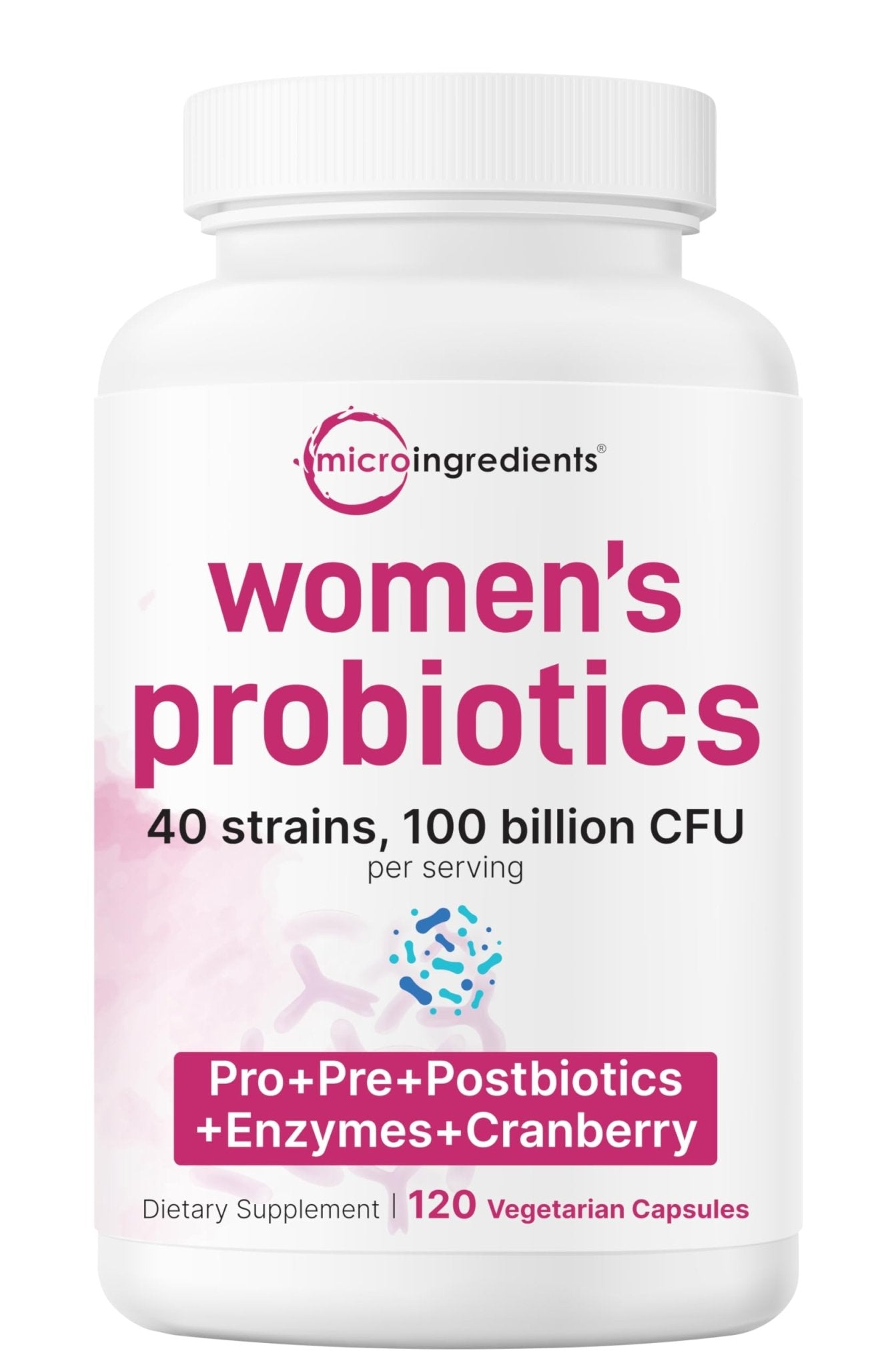 Micro Ingredients Probiotics for Women 100 Billion CFU with Prebiotics, 120 Veggie Capsules | pH Balance, Urinary Tract, Vaginal & Gut Health Support* - dailyvitalstore