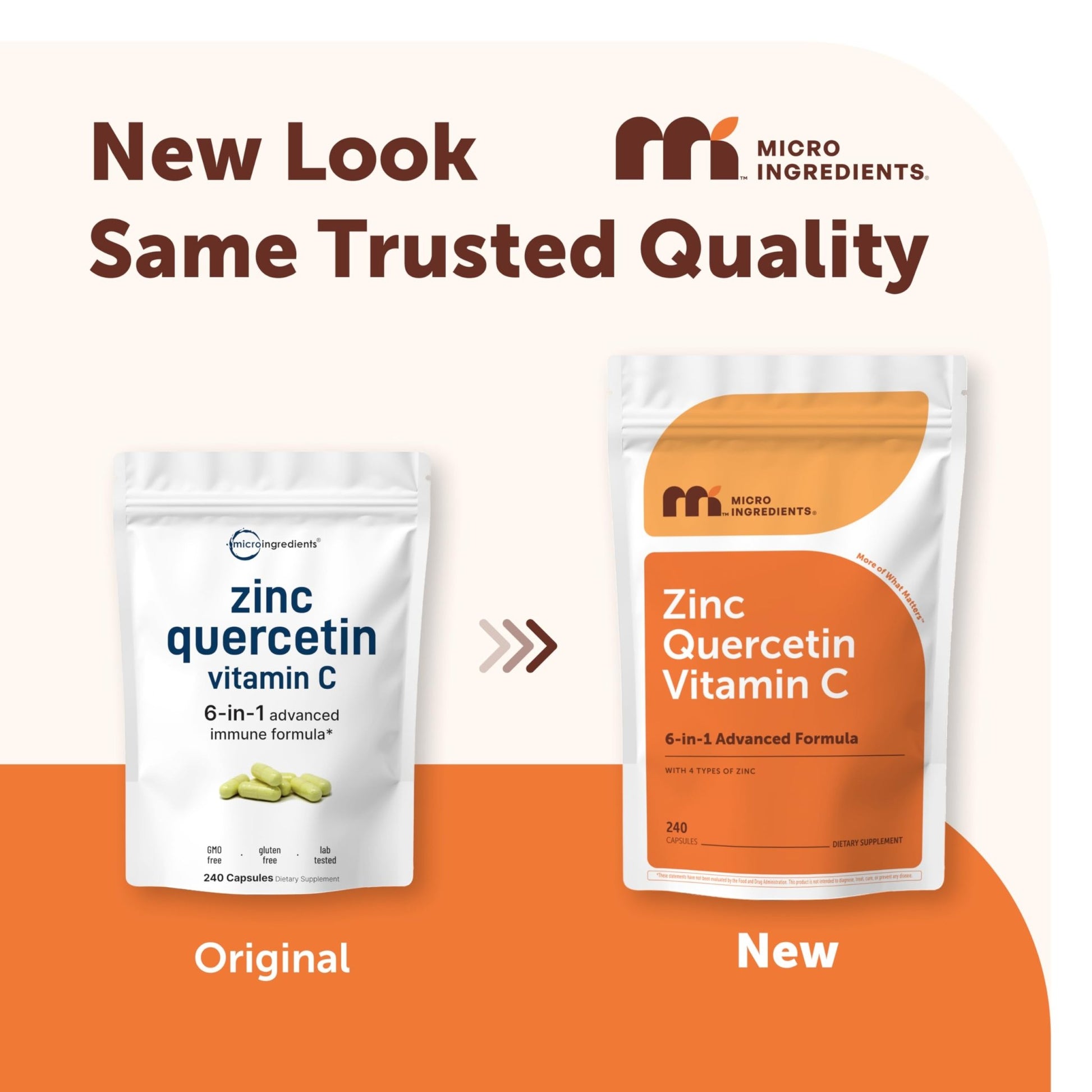 Micro Ingredients Quercetin with Vitamin C and Zinc, 240 Capsules | Quercetin 500mg, Vitamin C 500mg, Zinc 50mg (Picolinate, Citrate, Glycinate, Gluconate) - dailyvitalstore