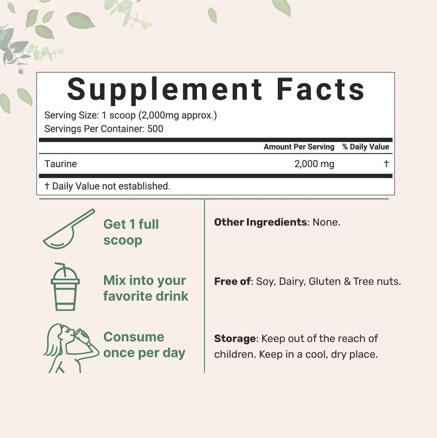 Micro Ingredients Taurine Powder Supplement | 1 KG, 2000mg Per Serving | Unflavored | 100% Pure, Easily Absorbed Free Form | Essential Amino Acids for Exercise, Energy, & Heart Support - dailyvitalstore