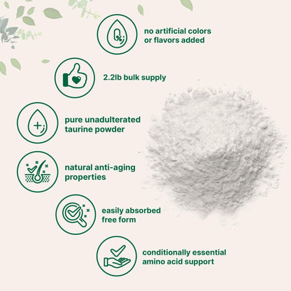Micro Ingredients Taurine Powder Supplement | 1 KG, 2000mg Per Serving | Unflavored | 100% Pure, Easily Absorbed Free Form | Essential Amino Acids for Exercise, Energy, & Heart Support - dailyvitalstore