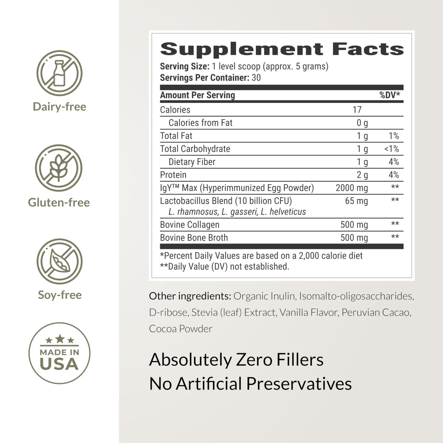 Microbiome Breakthrough Gut Support Powder Chocolate Flavor With Lactobacillus Strains, Bone Broth & Collagen Source of L-Glutamine Supports Digestive Comfort, Gas & Bloating Relief 30 Servings* - dailyvitalstore