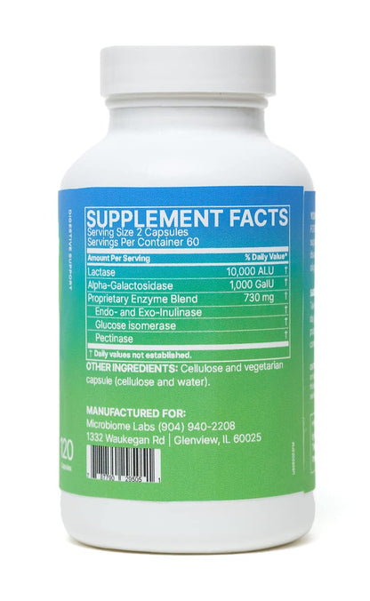 Microbiome Labs FODMATE Digestive Enzymes for Women & Men - Digestive Support for Low FODMAP Protocols & Occasional Bloating, Gas & Stomach Relief (120 Capsules) - dailyvitalstore