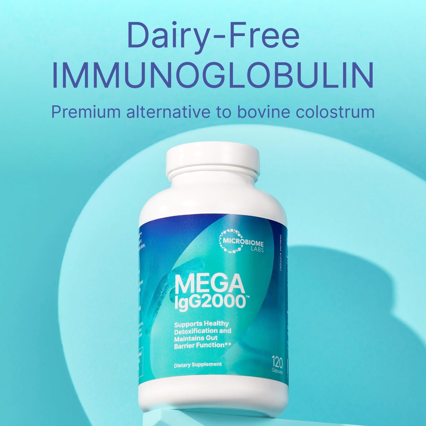 Microbiome Labs Mega IgG2000 Capsules - Dairy Free Bovine Colostrum Supplement Alternative - Immunoglobulin Supplement from Bovine Serum to Support Digestive Health (120 Capsules) - dailyvitalstore