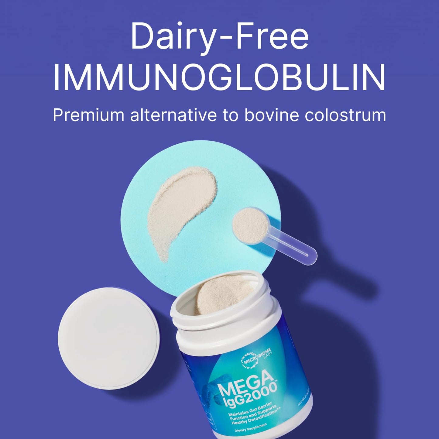 Microbiome Labs Mega IgG2000 Gut Health Powder for Women, Men & Kids 2+ - IgG Immunoglobulin Supplement for Digestive Health Support - Dairy-Free Bovine Colostrum - dailyvitalstore