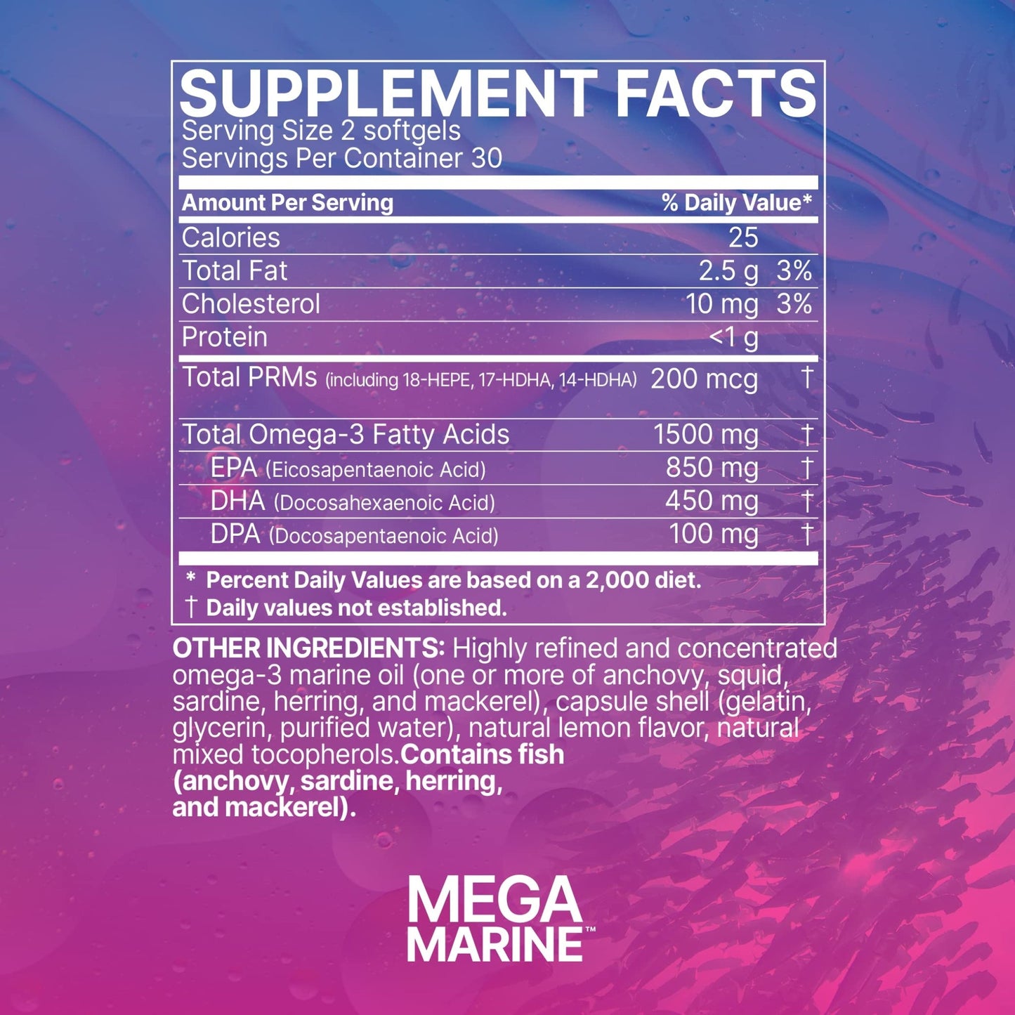 Microbiome Labs MegaMarine Omega 3 Fish Oil Supplements - Gut-Specific EPA DHA Omega 3 Supplement with DPA for Gut Health - Support Immune & Gut Barrier Function (60 Softgels) - dailyvitalstore