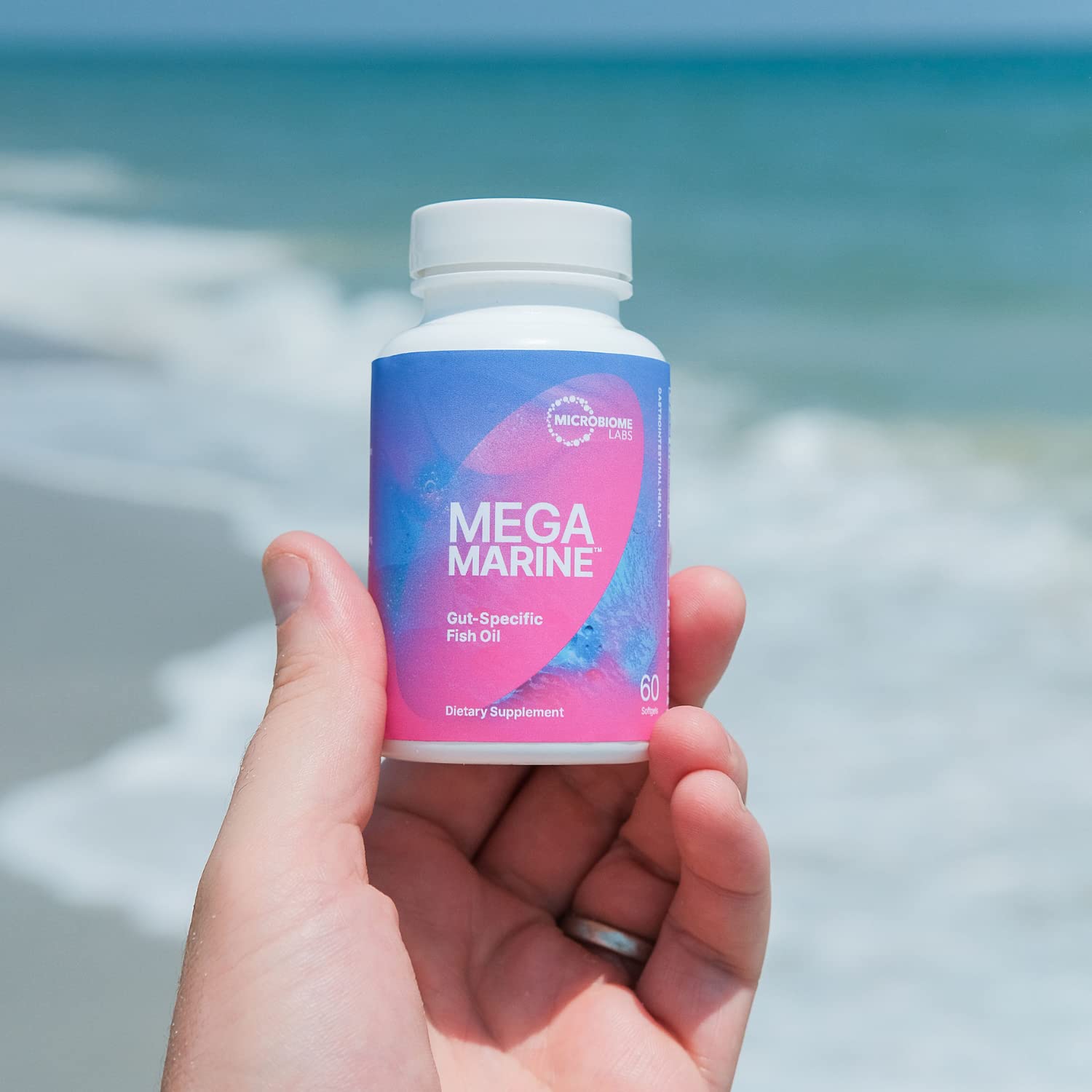 Microbiome Labs MegaMarine Omega 3 Fish Oil Supplements - Gut-Specific EPA DHA Omega 3 Supplement with DPA for Gut Health - Support Immune & Gut Barrier Function (60 Softgels) - dailyvitalstore