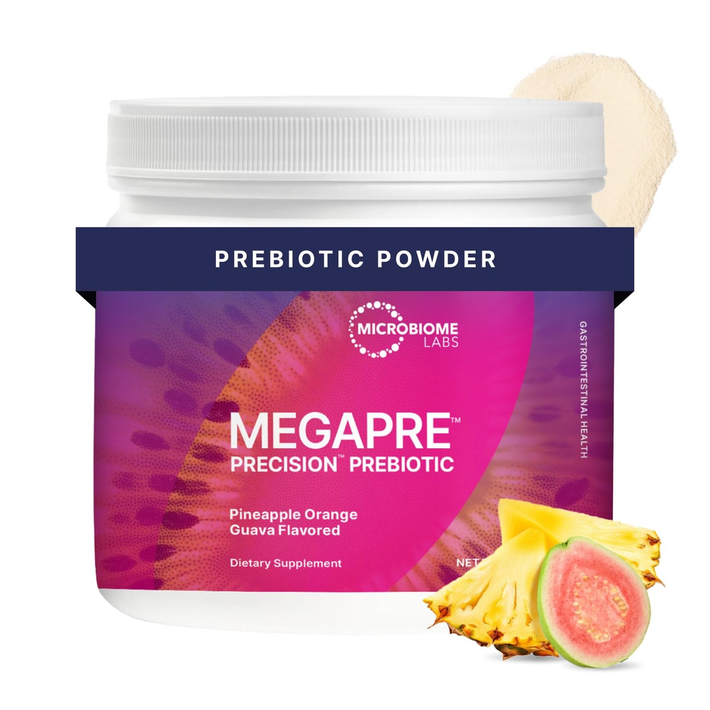 Microbiome Labs MegaPre Prebiotic Fiber Powder for Women, Men & Kids - Pineapple Orange Guava Prebiotic Fiber Supplement Powder with Clinically Tested Oligosaccharides - dailyvitalstore