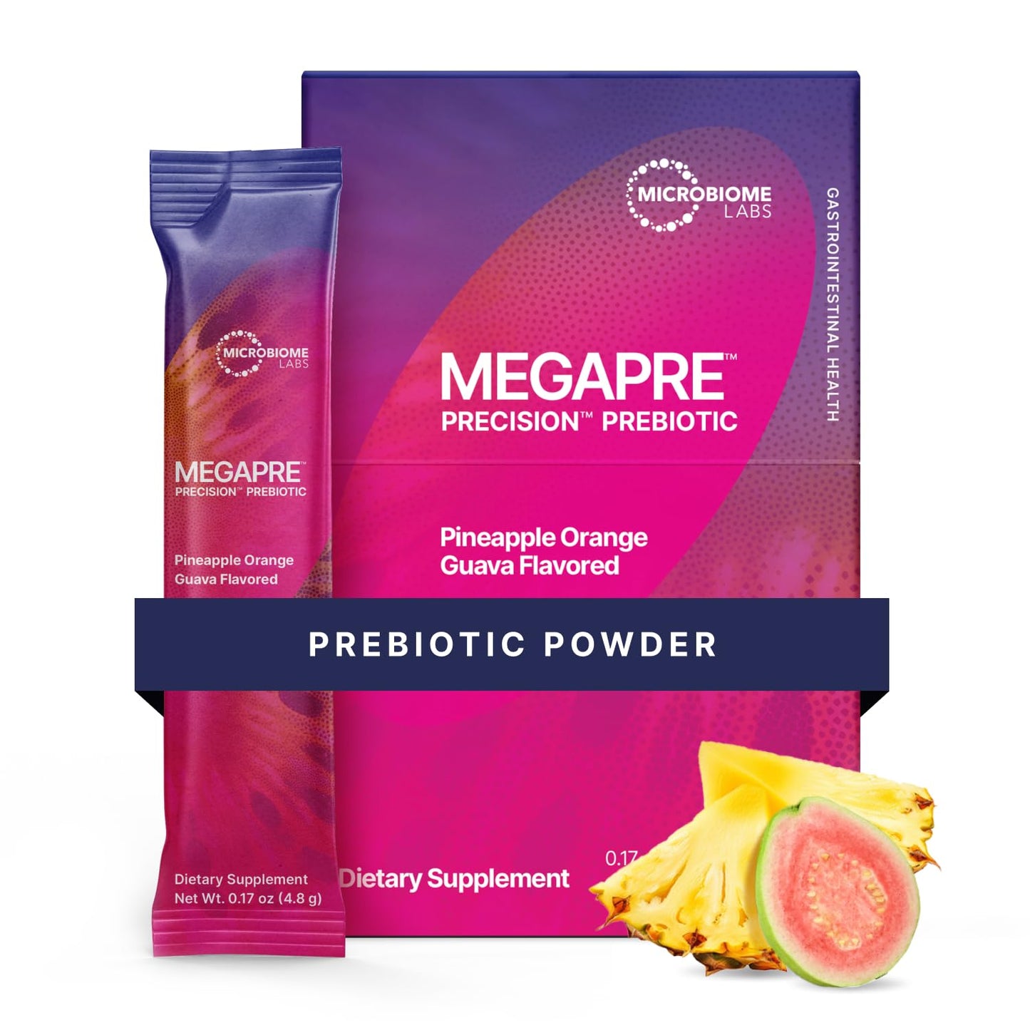 Microbiome Labs MegaPre Prebiotic Fiber Powder for Women, Men & Kids - Pre-Dosed Prebiotic Fiber Supplement Powder with Clinically Tested Oligosaccharides - dailyvitalstore