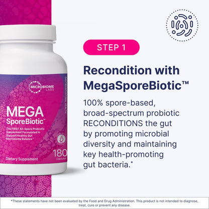 Microbiome Labs Total Gut Restoration Kit (Powder) - 3-Product Gut Health Spore Based Probiotic, Prebiotic Powder & Mucosal Immunoglobulin + Amino Acids Supplement - dailyvitalstore