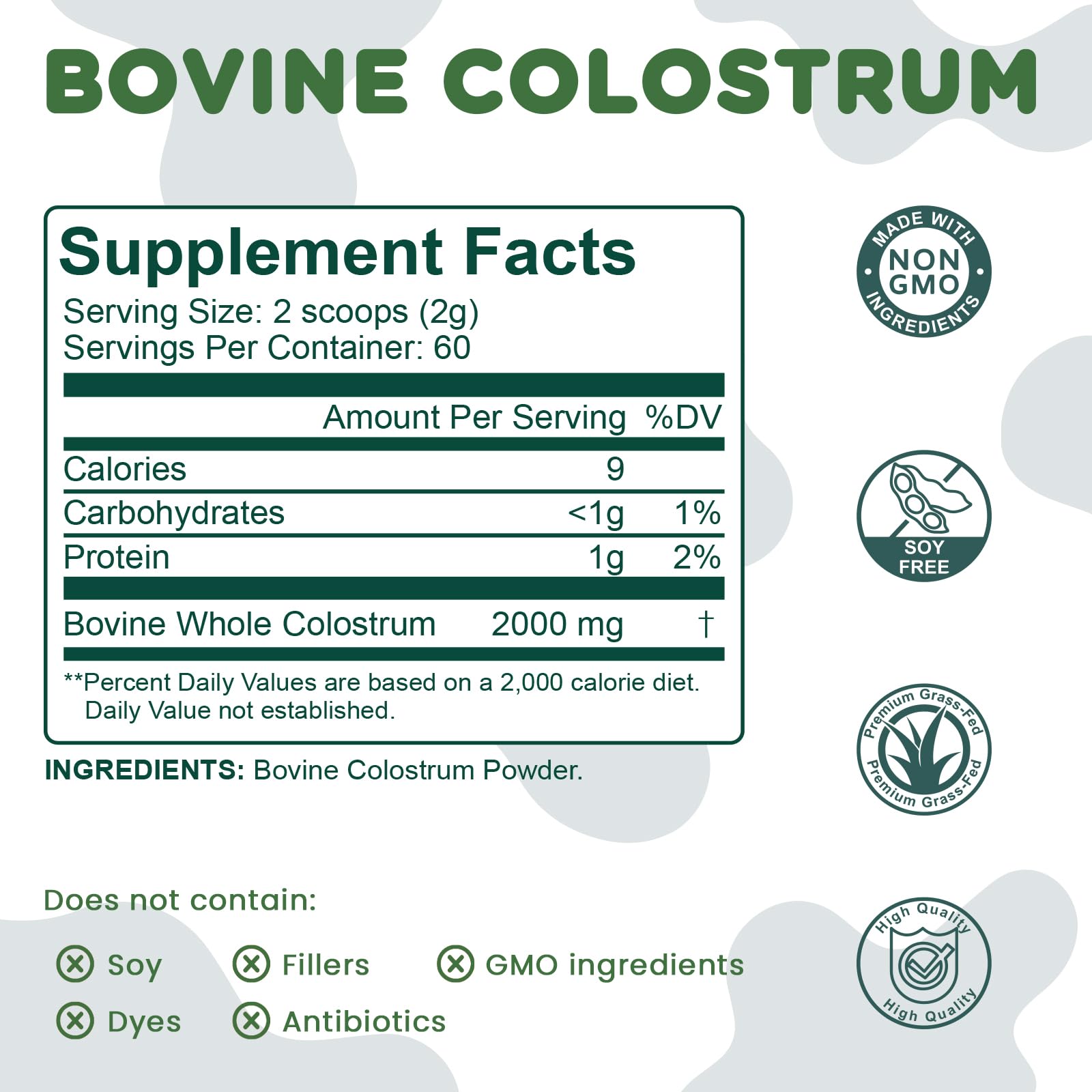 MICYDELAS Bovine Colostrum Supplement Powder 50% IgG Premium Bovine Colostrum for Gut Health Support, Immune Support, Muscle Recovery & Overall Wellness, Grass Fed, Non-GMO, Unflavored, 60 Servings - dailyvitalstore