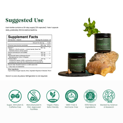 MidnightSlim™ | Advanced Nighttime Weight | Maximum Strength Metabolism Support, Digestive Health, Peaceful Sleep | Premium Probiotic Complex | 30 Capsules - dailyvitalstore
