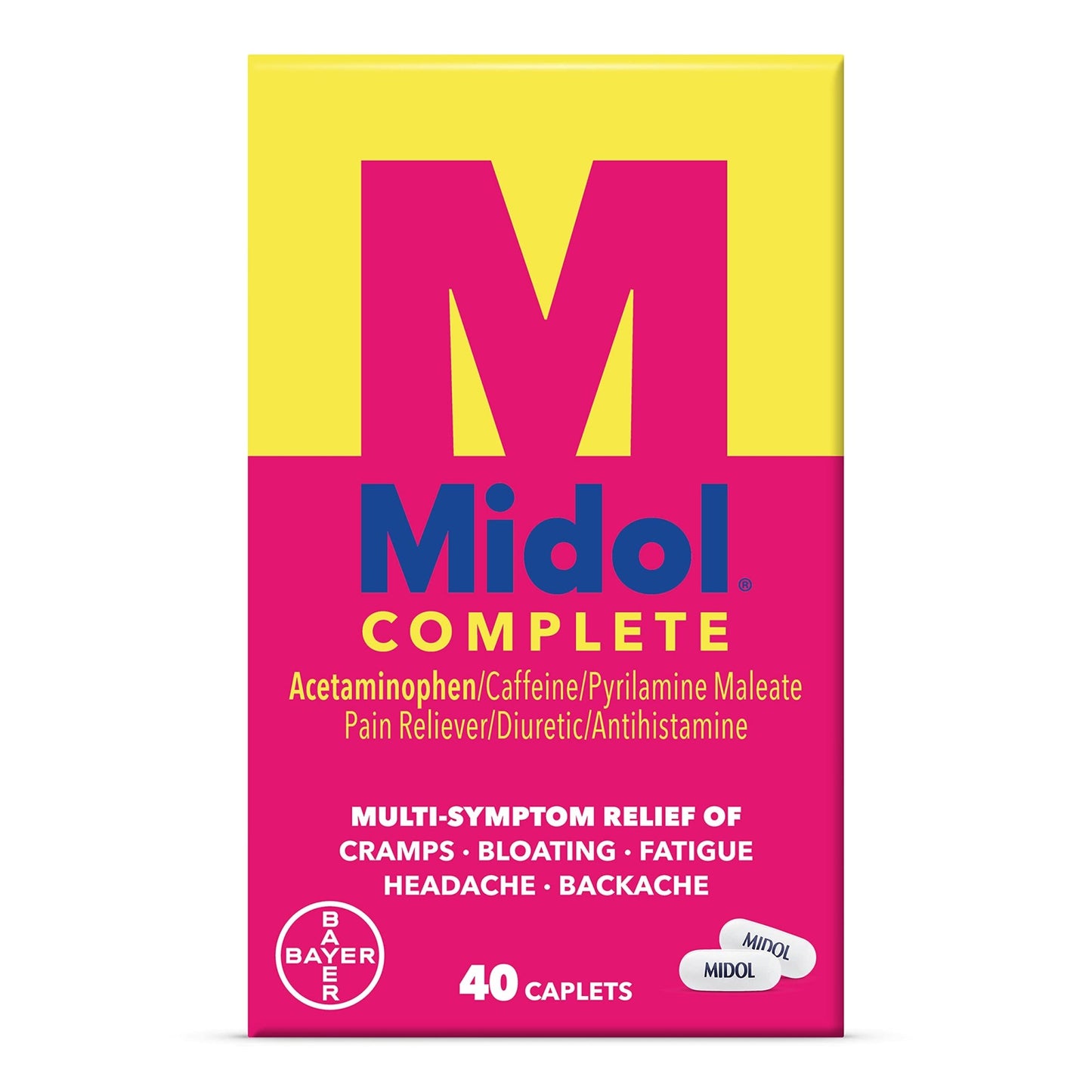 Midol Complete Menstrual Pain Relief Caplets, 40 Count - Provides Cramp, Headache, and Bloating Relief - dailyvitalstore
