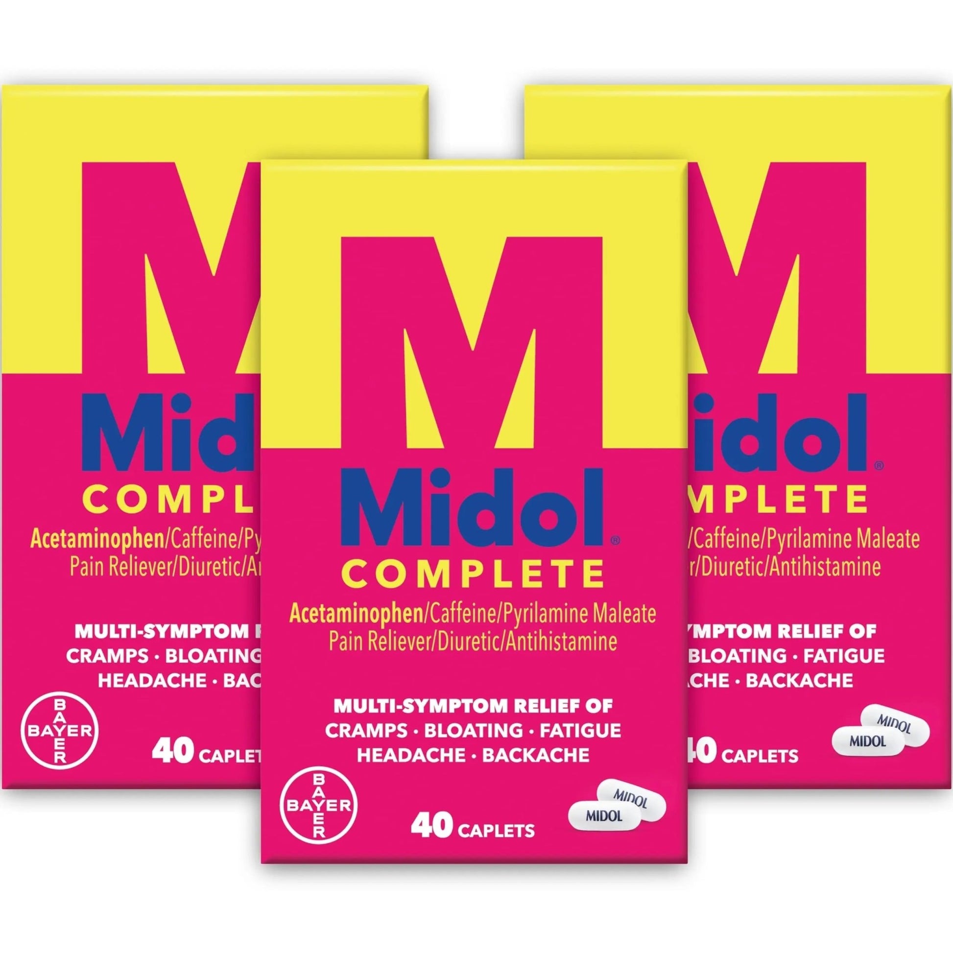 Midol Complete Menstrual Pain Relief Caplets with Acetaminophen for Period Cramps, and Menstrual Symptom Relief - 40 Count (Pack of 3) (Packaging May Vary) - dailyvitalstore