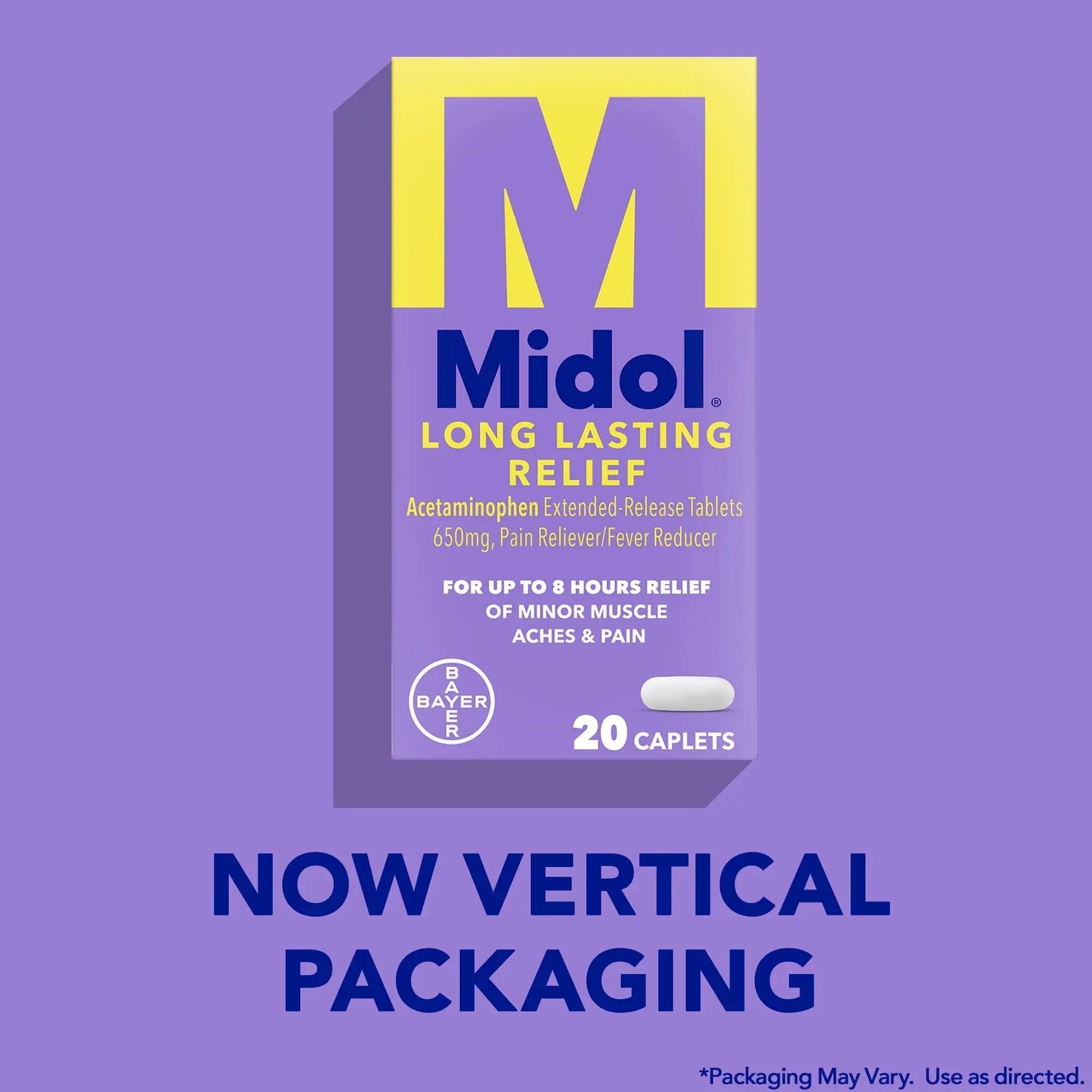 Midol Long Lasting Relief 20ct: Midol Long Lasting Relief, Menstrual Symptom Reliever & Fever Reducer, Caplets with Acetaminophen for Menstrual Pain Relief - 20 Count (Packaging May Vary) - dailyvitalstore