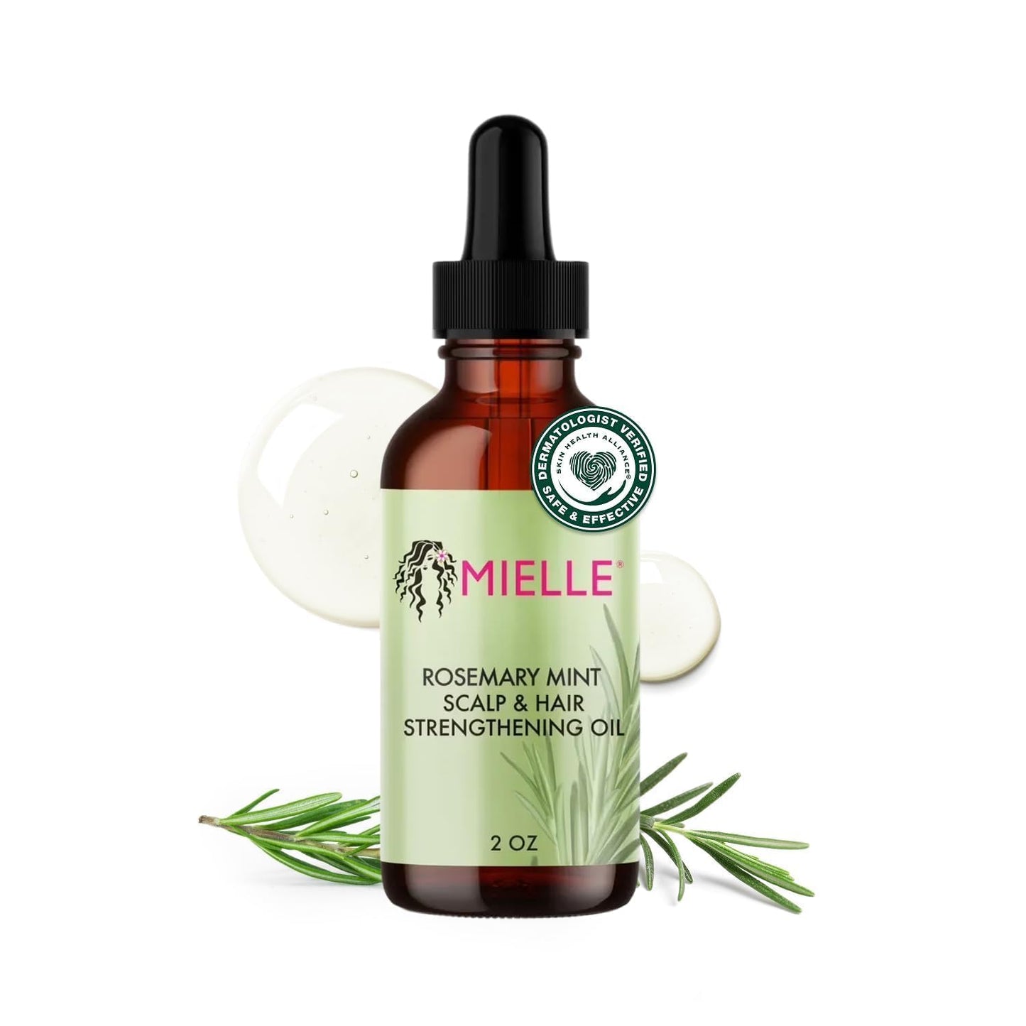 Mielle Organics Rosemary & Mint Hair Oil - Strengthening Biotin Oil Infused Frizzy & Damaged Hair Care - Split Ends & Dry Scalp Treatment - dailyvitalstore