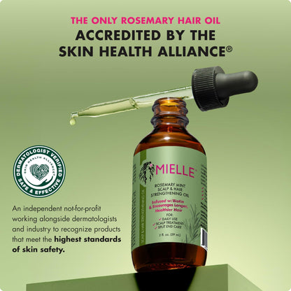Mielle Organics Rosemary & Mint Hair Oil - Strengthening Biotin Oil Infused Frizzy & Damaged Hair Care - Split Ends & Dry Scalp Treatment - dailyvitalstore