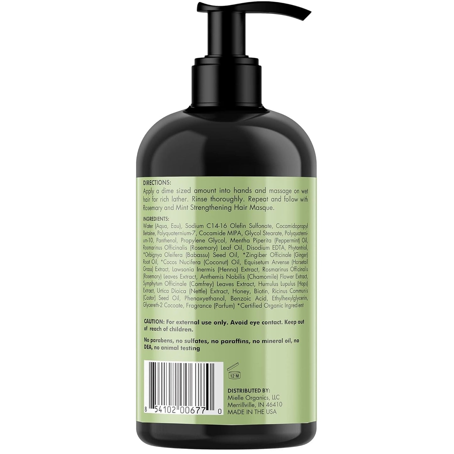 Mielle Organics Rosemary Mint Hair Strengthening Biotin Shampoo - Moisturizing Hair Shampoo for Women and Men to Gently Cleanse, Repair & Protect Strands (12 oz) - dailyvitalstore