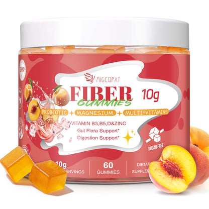 Migcopat 10G Fiber Gummies for Adults with Vitamins C, D, B3, B5 - Digestive & Gut Health Gummies with 30 Billion CFU Probiotics Blend, Inulin, ACV, Magnesium, Zinc - dailyvitalstore