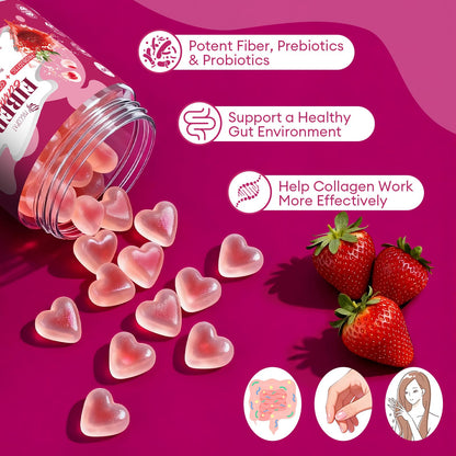 Migcopat 10G Fiber Gummies with Collagen Peptides, Hyaluronic Acid, Vitamin C, ACV, 30 Billion CFU Probiotics – Sugar Free Collagen Gummy for Skin, Hair & Nails – Digestive Health Support – 60 Cts - dailyvitalstore