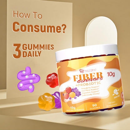 Migcopat 10G Fiber Gummies with Probiotics, Fiber Supplement with 30 Billion CFU Probiotics Blend, ACV, Vitamin C, Inulin - Support Digestive Health - dailyvitalstore