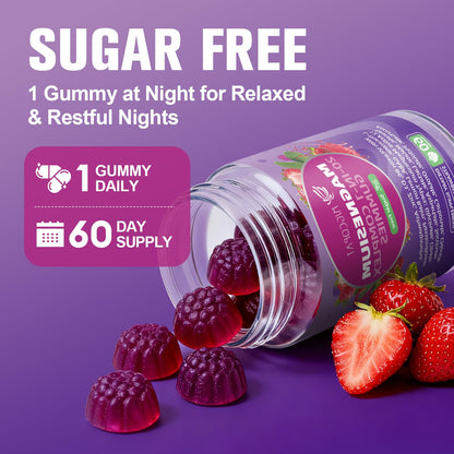 Migcopat Magnesium Complex Gummies, 20 in 1 Magnesium Gummy with Glycinate Citrate Malate Taurate - Ashwagandha, L-Theanine, D3&Zinc for Relaxation, Sleep, Muscle&Heart Support, Strawberry, 60 Cts - dailyvitalstore