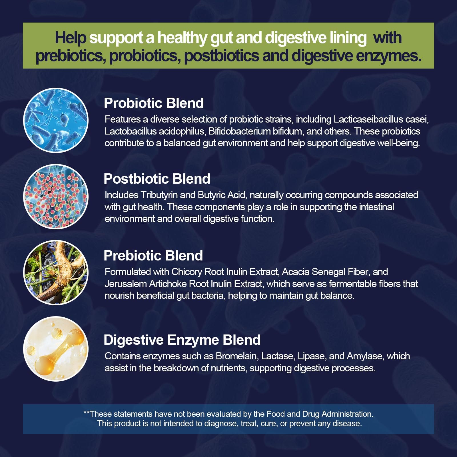 Migcopat Probiotic Prebiotic, Postbiotic & Digestive Enzymes for Digestive Health, 80 Billion CFU Probiotics Complete Gut Support with Berberine, Cinnamon, L-Glutamine - dailyvitalstore