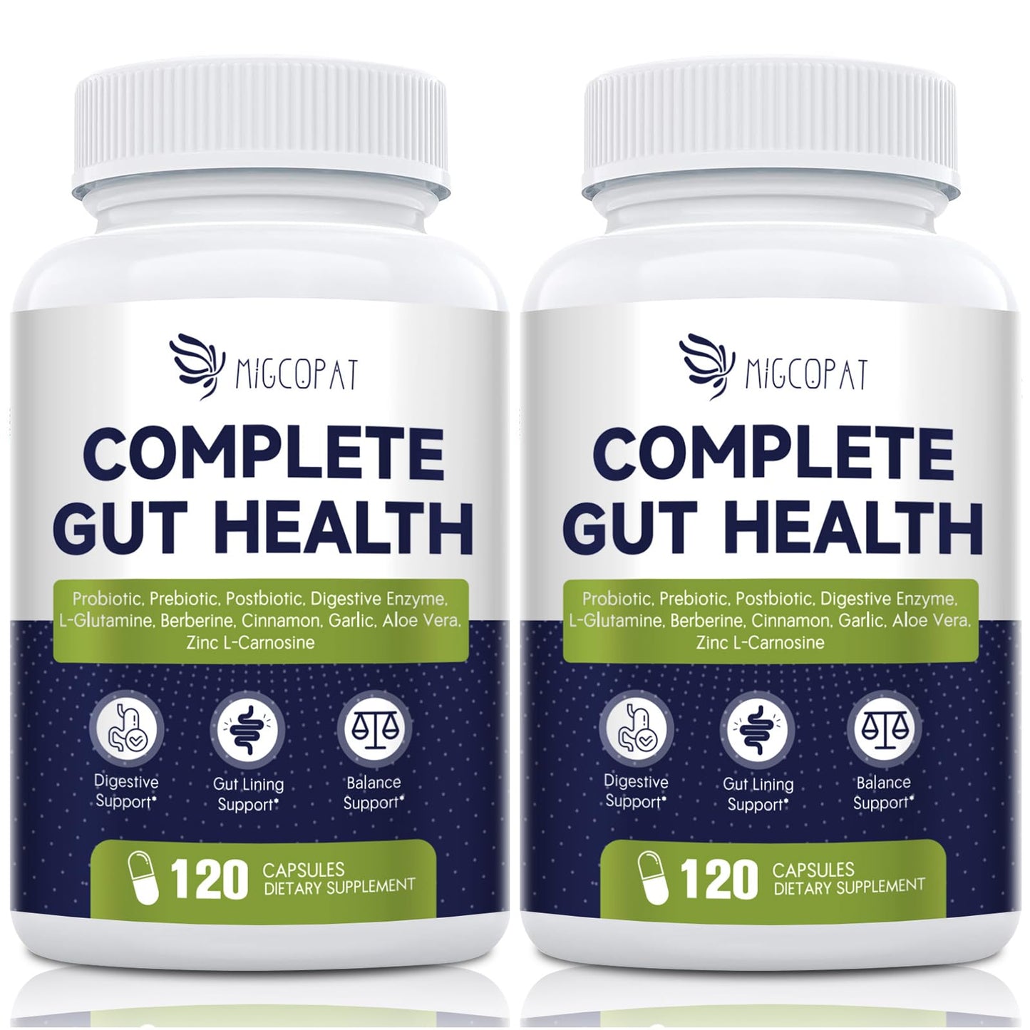 Migcopat Probiotics for Digestive Health, 80 Billion CFU Probiotics, Prebiotics, Postbiotics & Digestive Enzymes, Gut Health Capsules with Berberine, Cinnamon, - dailyvitalstore