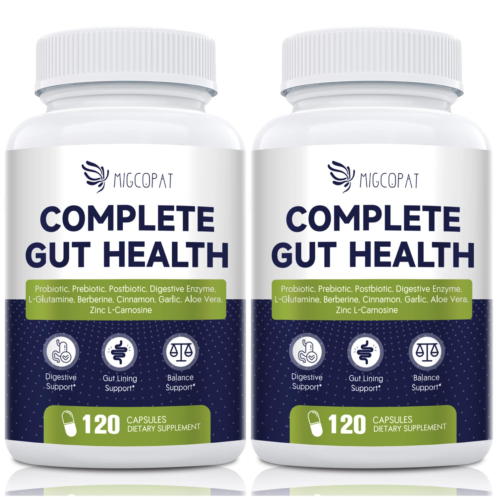 Migcopat Probiotics for Digestive Health, 80 Billion CFU Probiotics, Prebiotics, Postbiotics & Digestive Enzymes, Gut Health Capsules with Berberine, Cinnamon, - dailyvitalstore