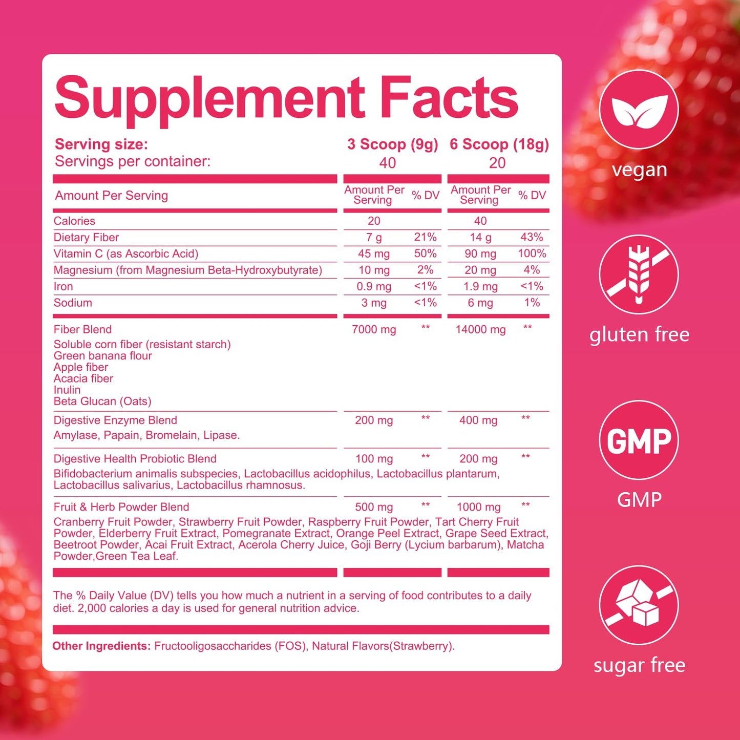 Migcopat Superfood Fiber Powder with Probiotics, Prebiotics, Digestive Enzymes, Vitamin C, Inulin, Magnesium, 14G Fiber Supplement for Digestive Support & Skin Health - dailyvitalstore