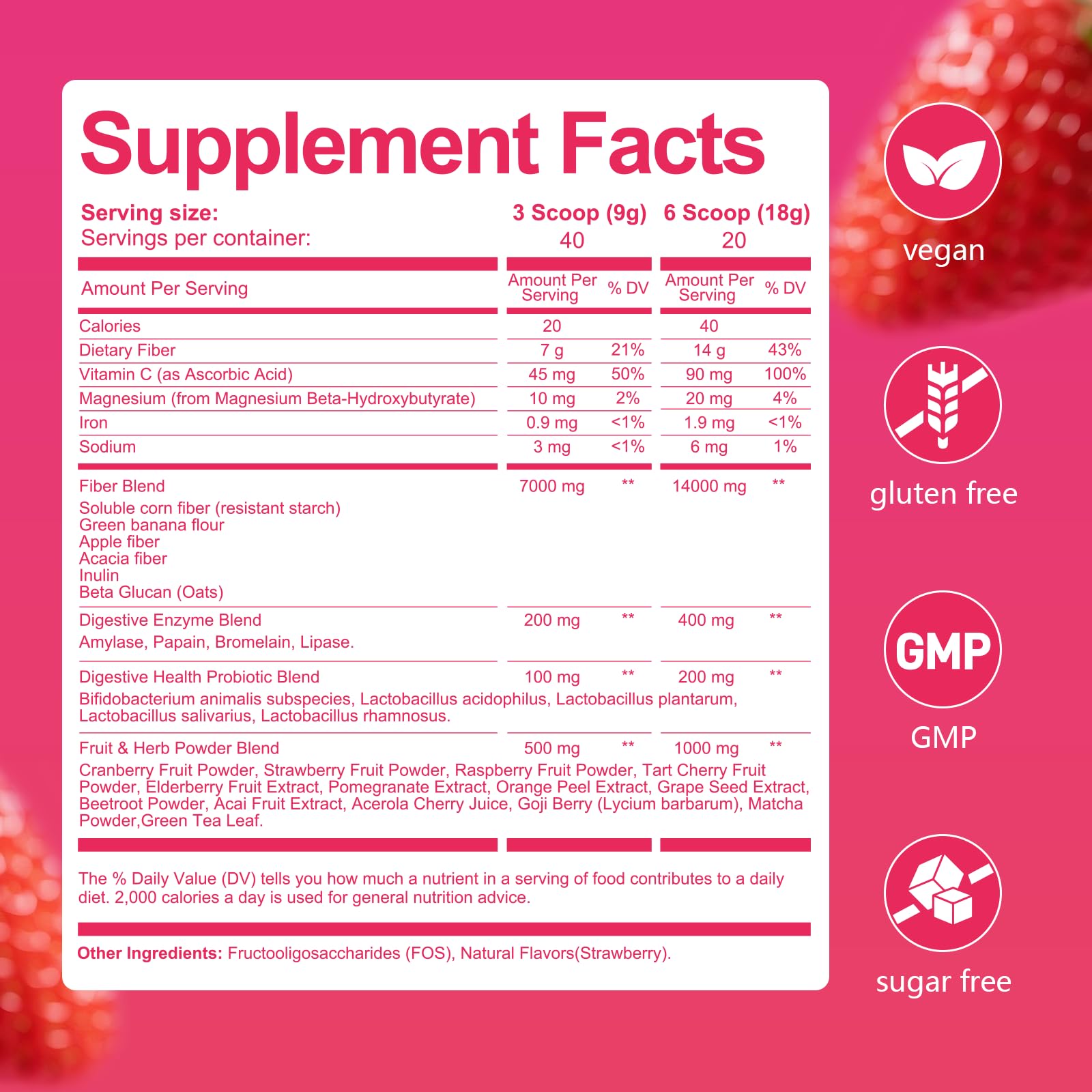 Migcopat Superfood Fiber Powder with Probiotics, Prebiotics, Digestive Enzymes, Vitamin C, Inulin, Magnesium, 14G Fiber Supplement for Digestive Support & Skin Health - dailyvitalstore