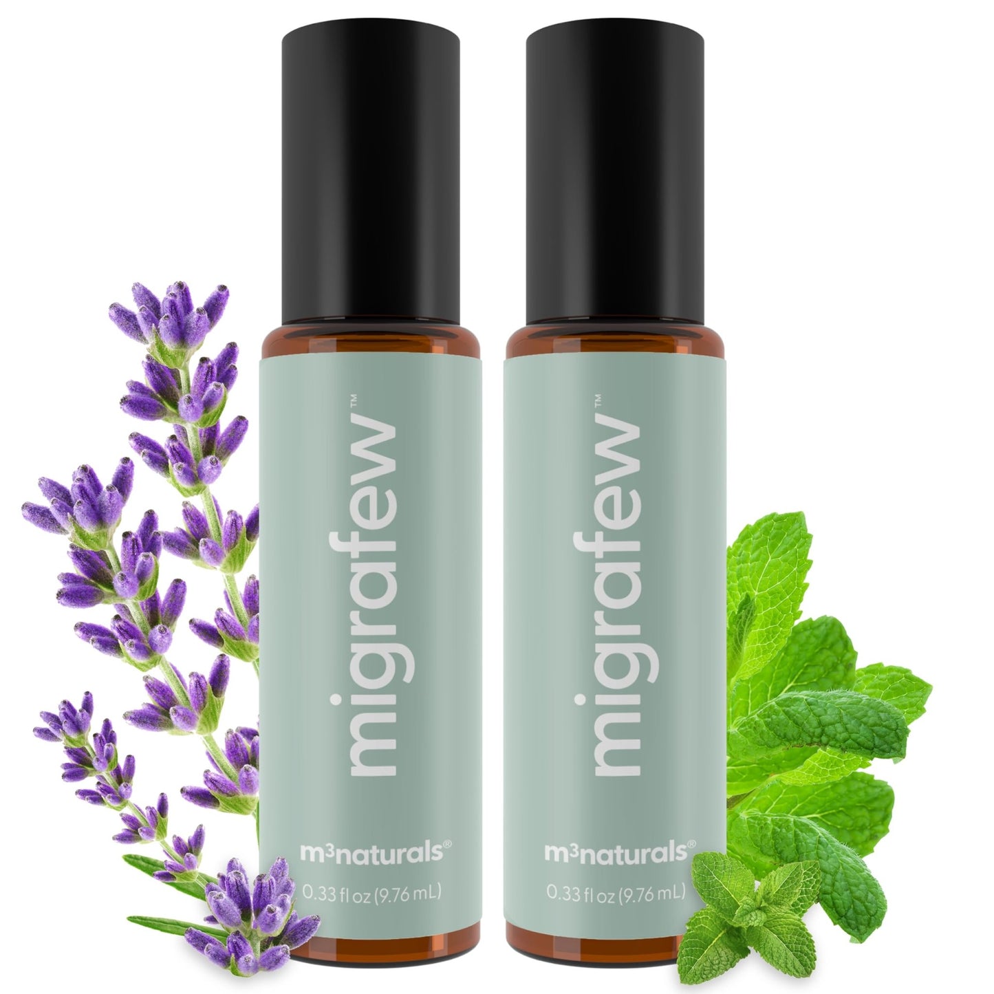 MigraFew Aromatherapy Migraine Roll On | Compact Headache Relief with Cooling Metal Roller for Head Tension and Pressure, Made with Peppermint, Spearmint and Lavender Essential Oils (Pack of 2) by M3 - dailyvitalstore