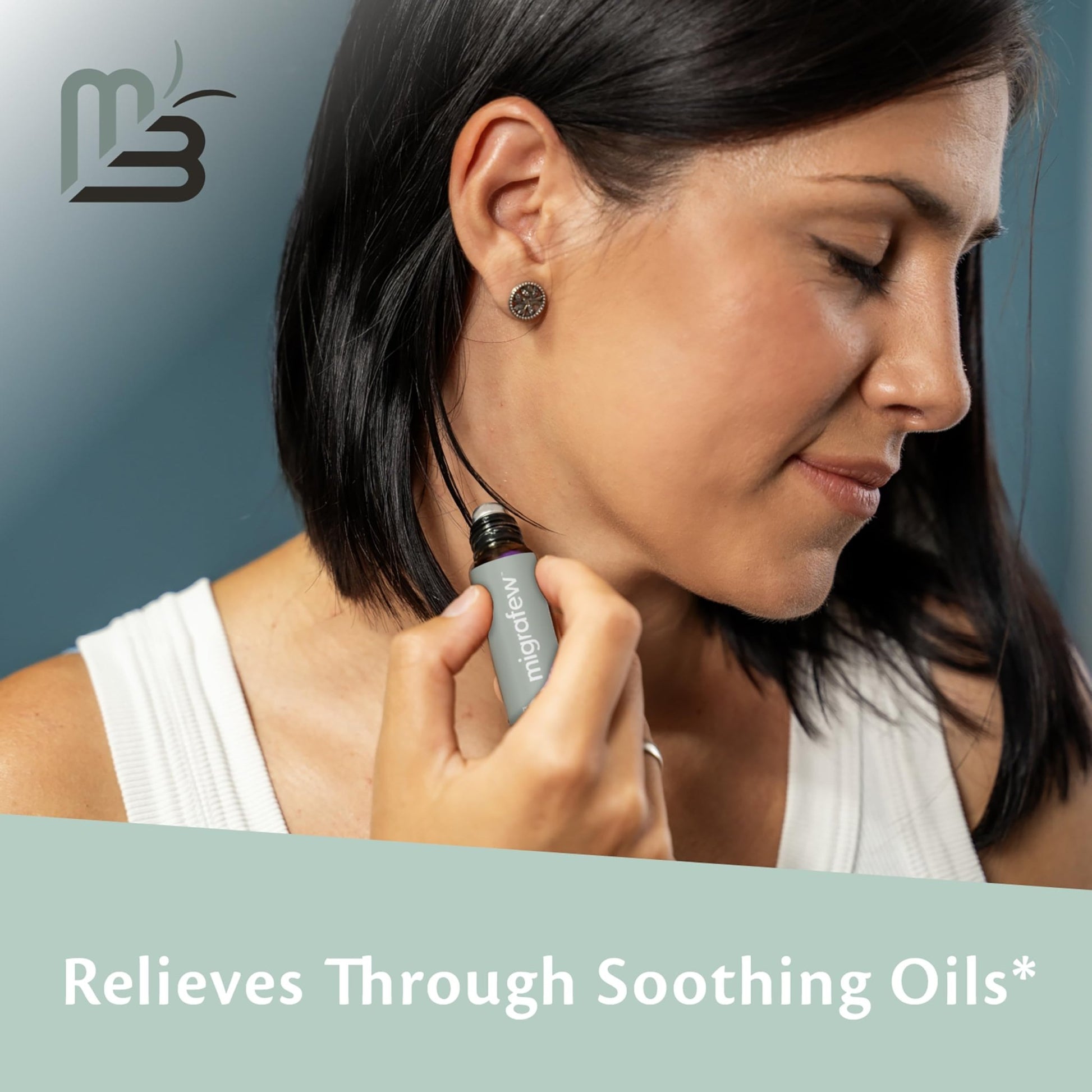 MigraFew Aromatherapy Migraine Roll On | Compact Headache Relief with Cooling Metal Roller for Head Tension and Pressure, Made with Peppermint, Spearmint and Lavender Essential Oils (0.33 FL oz) by M3 - dailyvitalstore