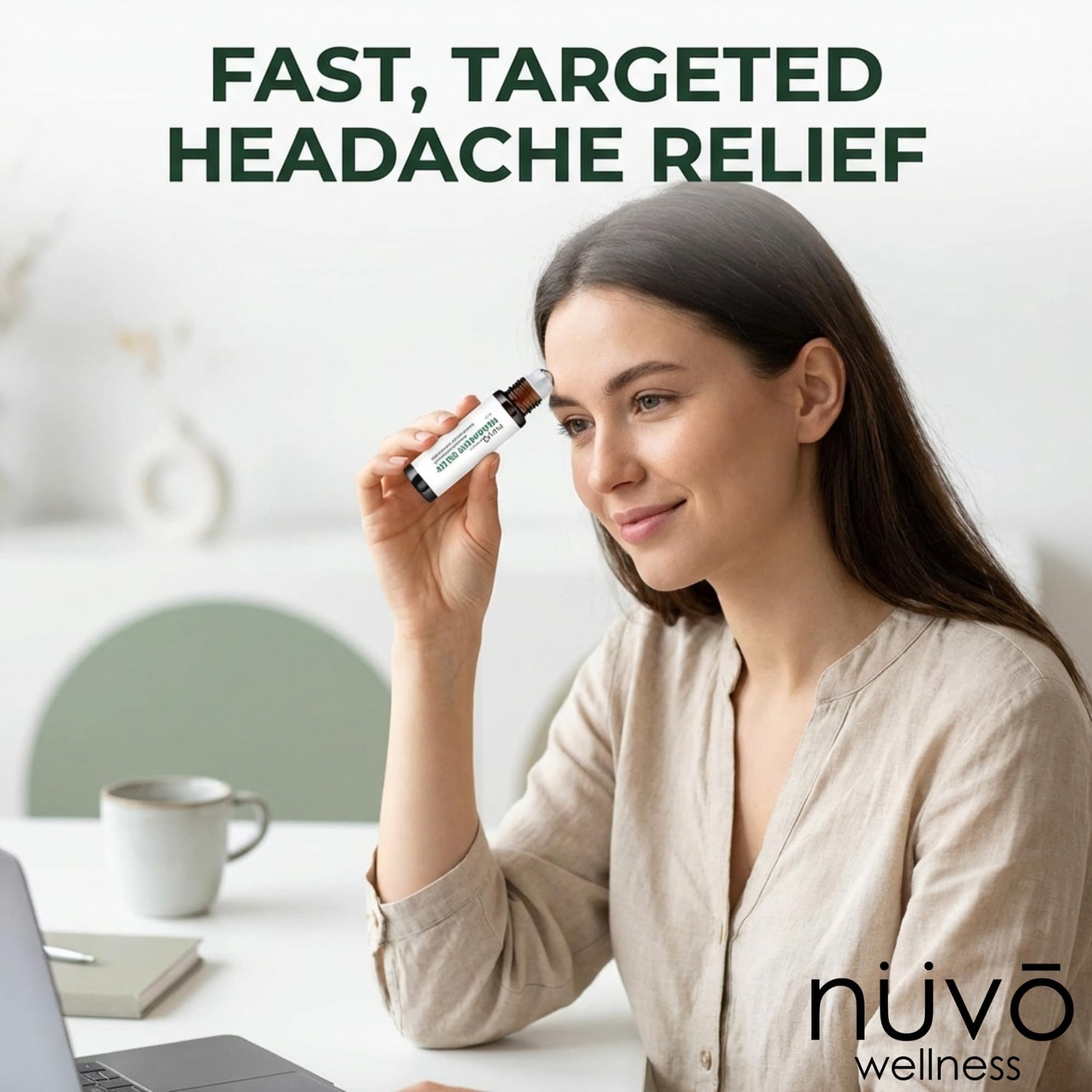 Migraine Relief Roll-On, Made with Peppermint, Lavender, Eucalyptus, & Other Aromatherapy Essential Oils, for Headaches, and Sore Muscles - dailyvitalstore