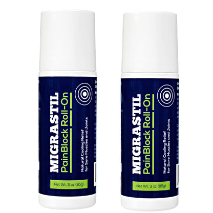 Migrastil PainBlock Roll-On 3 oz - Topical Roll-On for Muscle Aches, Cramps, Joint & Nerve Discomfort. Works Great on Shoulders, Neck, Feet, Knees, Legs, Back, Elbows, HIPS, Etc. (2) - dailyvitalstore