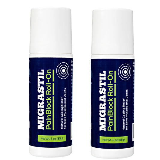 Migrastil PainBlock Roll-On 3 oz - Topical Roll-On for Muscle Aches, Cramps, Joint & Nerve Discomfort. Works Great on Shoulders, Neck, Feet, Knees, Legs, Back, Elbows, HIPS, Etc. (2) - dailyvitalstore
