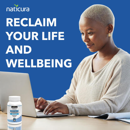 Migratone Migraine Relief Nutritional Support Supplement - with Magnesium, Riboflavin Vitamin B2, B6 & B12, Microactive Coq10, Feverfew, PA-Free Butterbur, and Folate - Clinically Preferred Blend - dailyvitalstore