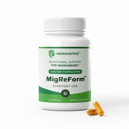 MigReForm – Doctor Formulated Nutritional Supplement and Migraine Wellness Support - Natural Migraine Health Formula with Magnesium, Vitamin B2 & CoQ10-60 Capsules for Women & Men - dailyvitalstore