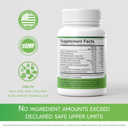 MigReForm – Doctor Formulated Nutritional Supplement and Migraine Wellness Support - Natural Migraine Health Formula with Magnesium, Vitamin B2 & CoQ10-60 Capsules for Women & Men - dailyvitalstore