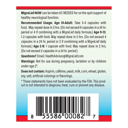 MigreLief-Now Fast-Acting Formula, As-Needed Nutritional Support for Migraine and Headache Sufferers - 60 Vegetarian Capsules - dailyvitalstore