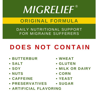 MigreLief Original Triple Therapy with Puracol - Nutritional Support for Migraine Sufferers - 60 Caplets/1 Month Supply - dailyvitalstore