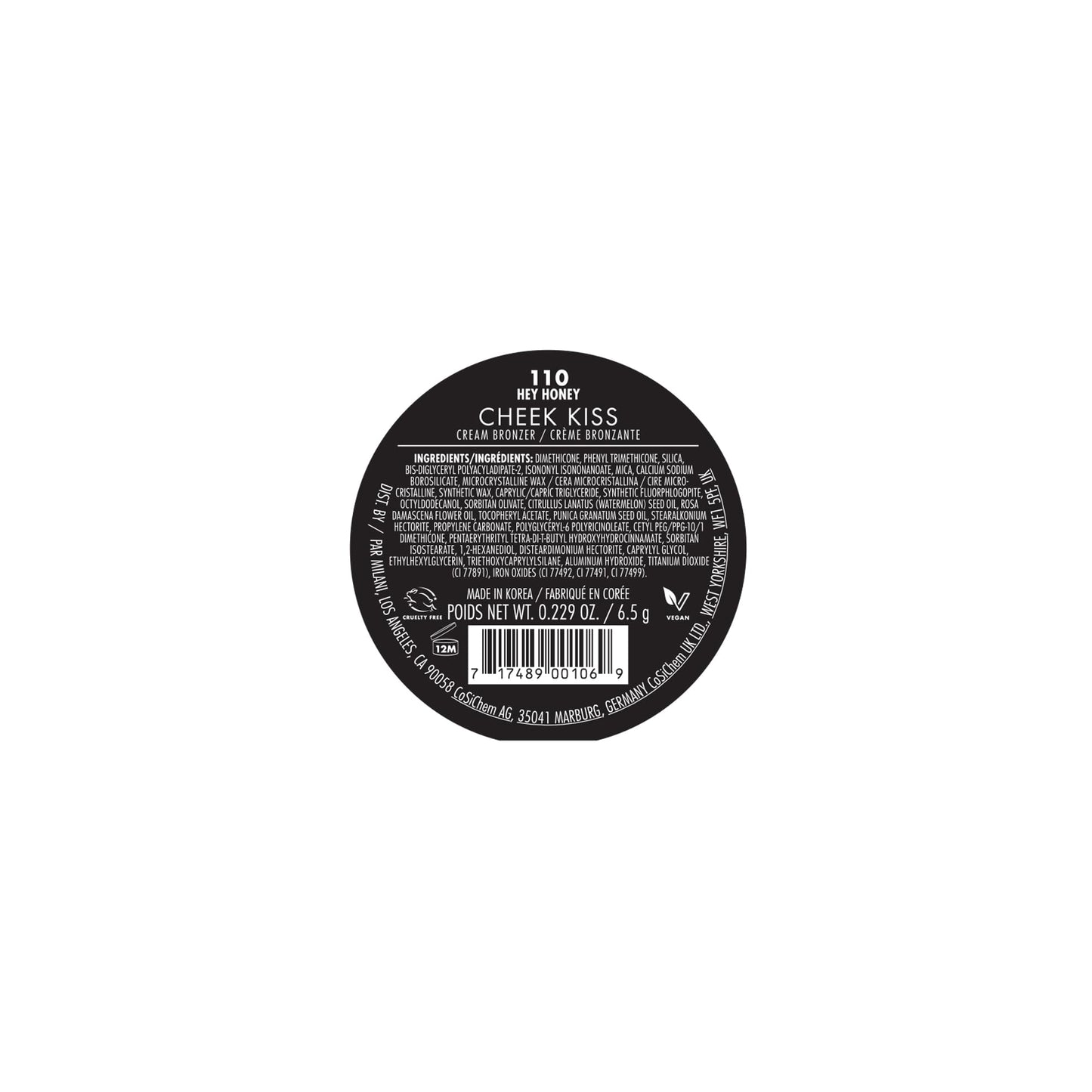 Milani Cheek Kiss Cream Bronzer, 110 - Hey Honey, Vegan & Cruelty-Free, Made in Korea, Lightweight Glow, Soft Matte Finish - dailyvitalstore