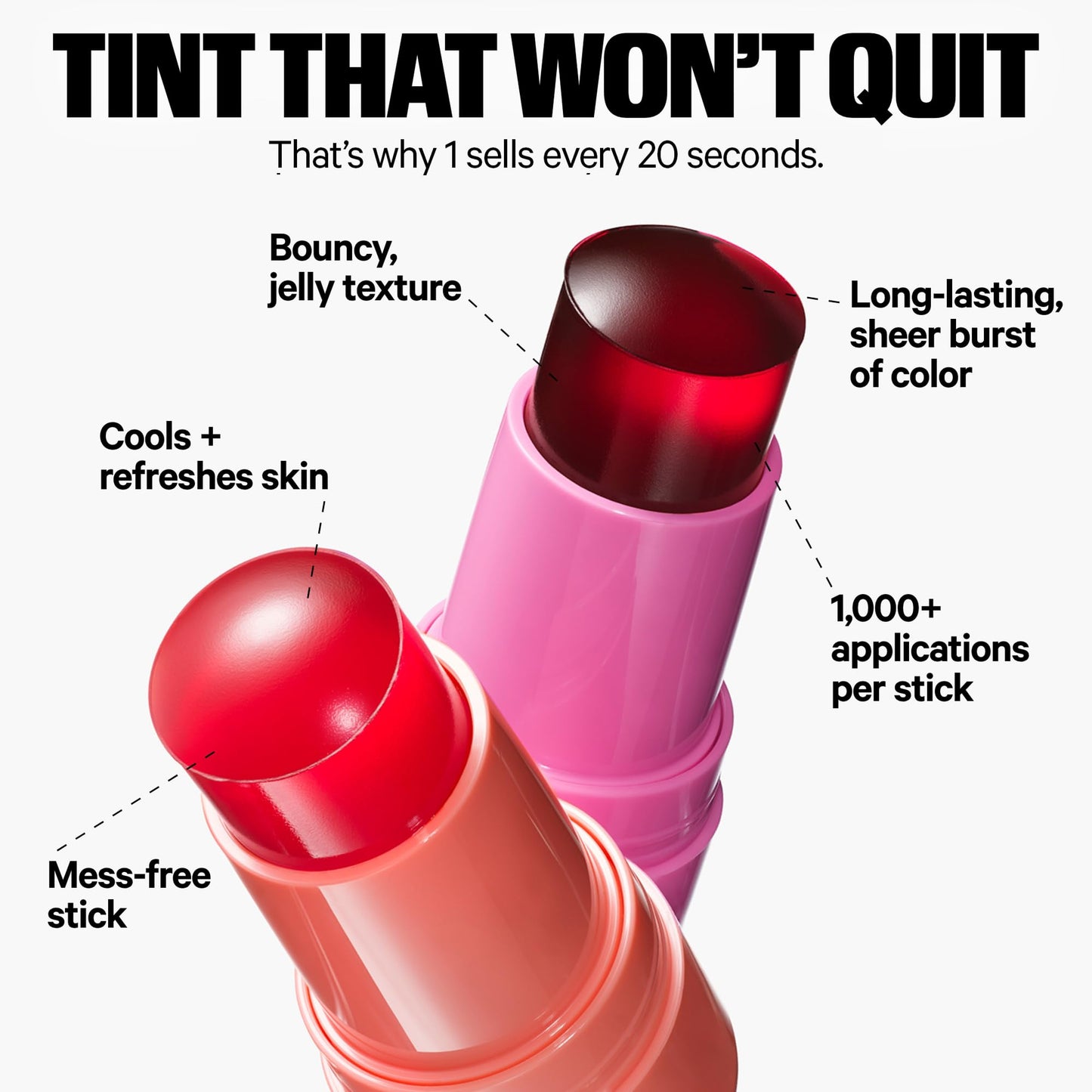 Milk Makeup Cooling Water Jelly Tint – Long-Lasting Sheer Lip + Cheek Stain with Firming Vegan Collagen + Hydrating Aloe – Transfer Proof, Buildable Lip Tint + Blush – Chill (Red), 0.17 oz - dailyvitalstore